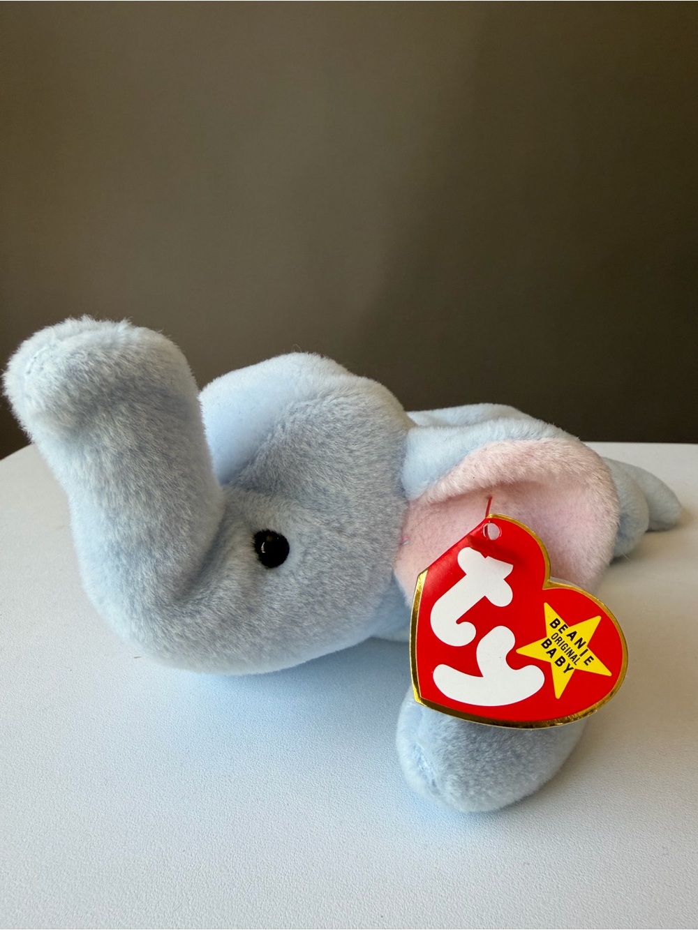 Ty Beanie Baby Peanut the Elephant Light Blue PVC Pellets 1995 Style 4062 w/ Tag